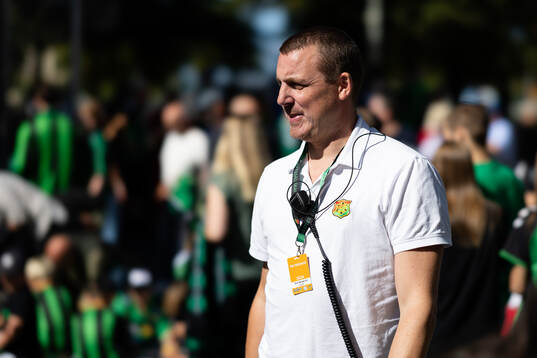 GAIS säkerhetschef Erik Bergkvist innan fotbollsmatchen i