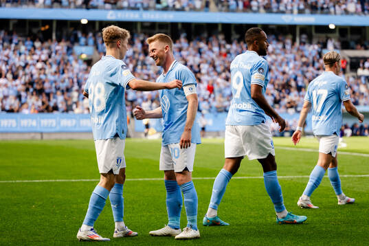 Malmö FFs Hugo Bolin och Anders Christiansen jublar