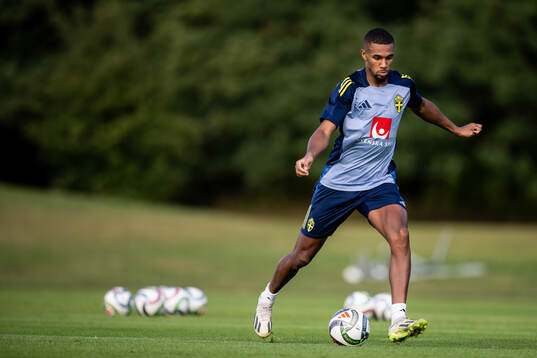 Isak Hien of the Swedish national football team at a