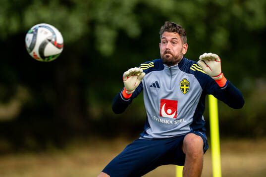 Goalkeeper Kristoffer Nordfeldt of the Swedish national