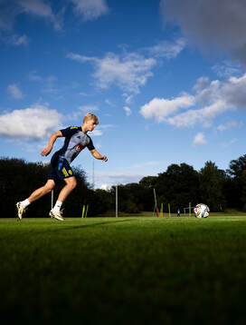 Lucas Bergvall of the Swedish national football team at a