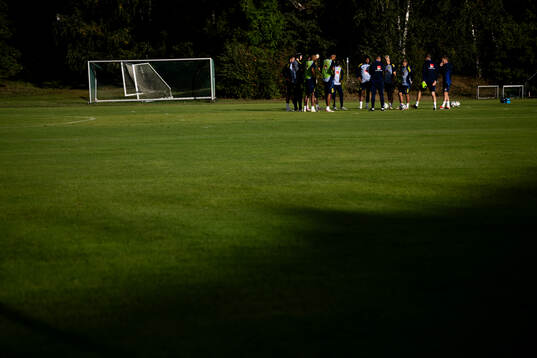 General view of the Swedish national football team at a