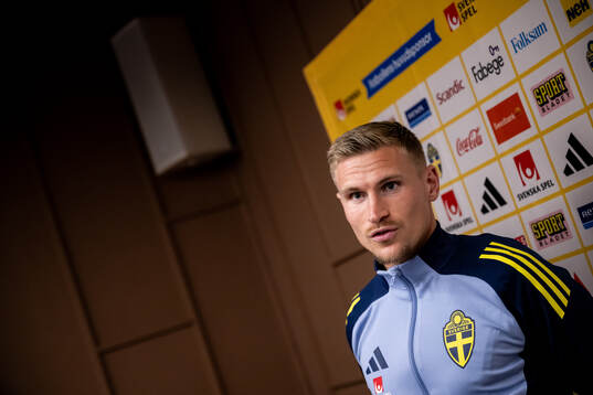 Carl Starfelt of the Swedish national football team in a