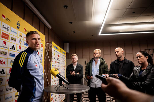 Carl Starfelt of the Swedish national football team in a