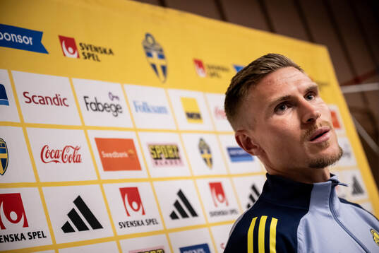 Carl Starfelt of the Swedish national football team in a