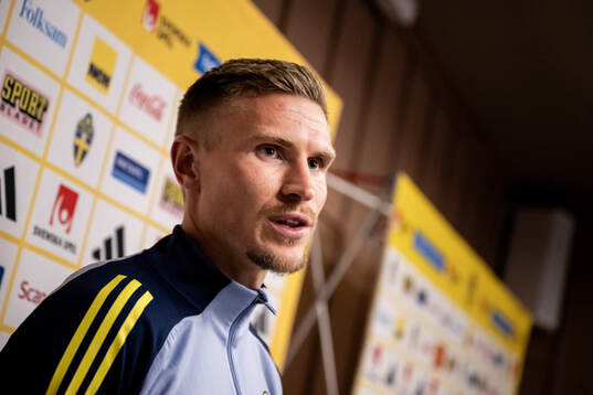 Carl Starfelt of the Swedish national football team in a