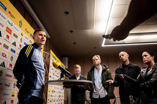 Carl Starfelt of the Swedish national football team in a