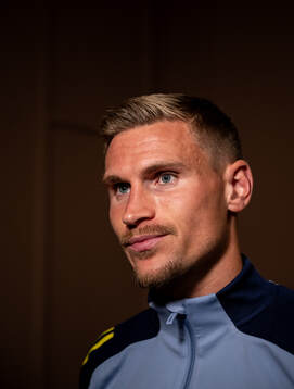 Carl Starfelt of the Swedish national football team in a