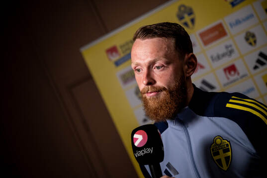 Goalkeeper Viktor Johansson of the Swedish national