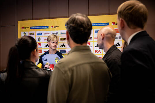 Lucas Bergvall of the Swedish national football team in a