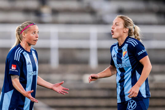 Djurgårdens Therese Åsland och Mimmi Larsson deppar