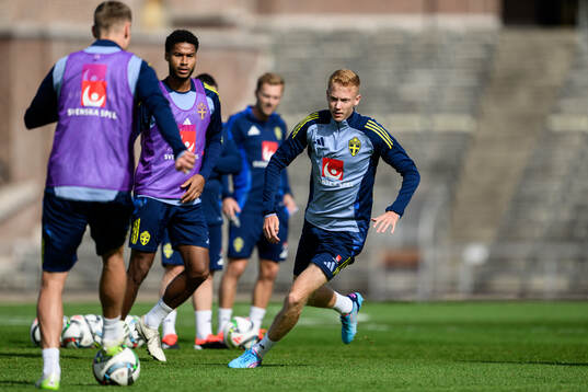 Jens Cajuste and Hugo Larsson of the Swedish men's football