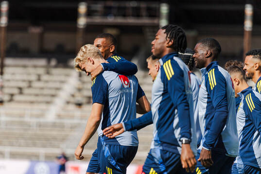 Lucas Bergvall and Isak Hien of the Swedish men's football