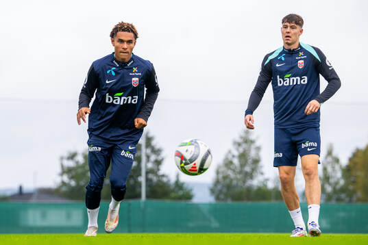 Antonio Nusa and Jørgen Strand Larsen of the Norwegian