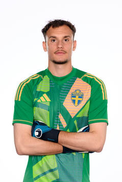 Goalkeeper Elis Bishesari poses for at portrait