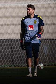 Goalkeeper Kristoffer Nordfeldt of the Swedish national
