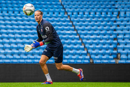 Goalkeeper Ørjan Håskjold Nyland of the Norwegian