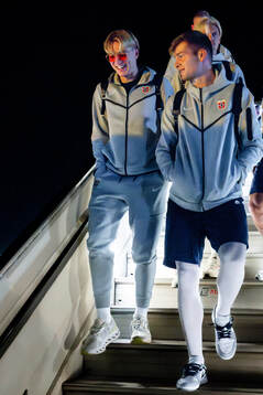 Kristian Thorstvedt and Alexander Sørloth of the Norwegian