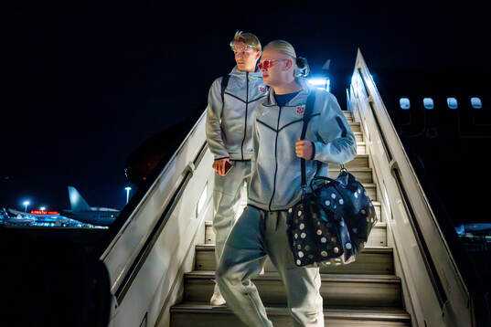Martin Ødegaard and Erling Braut Haaland of the Norwegian