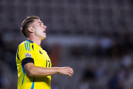 Viktor Gyökeres of Sweden looks dejected