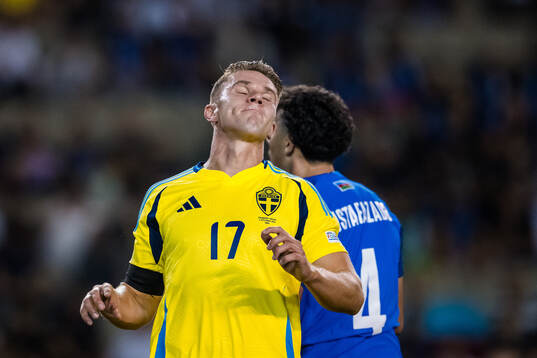 Viktor Gyökeres of Sweden looks dejected