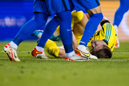 Mattias Svanberg of Sweden in pain