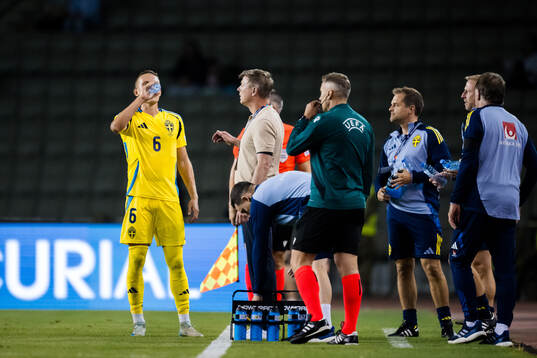 Ludwig Augustinsson and head coach Jon Dahl Tomasson of