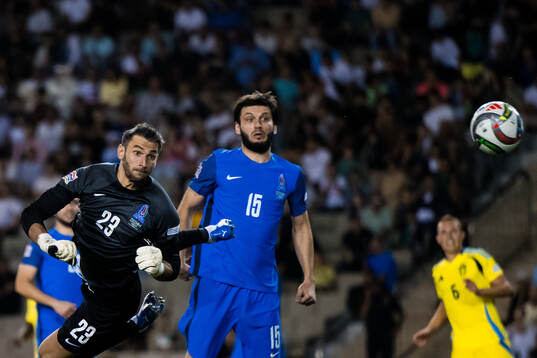 Goalkeeper Shakhrudin Magmomedaliyev of Azerbaijan