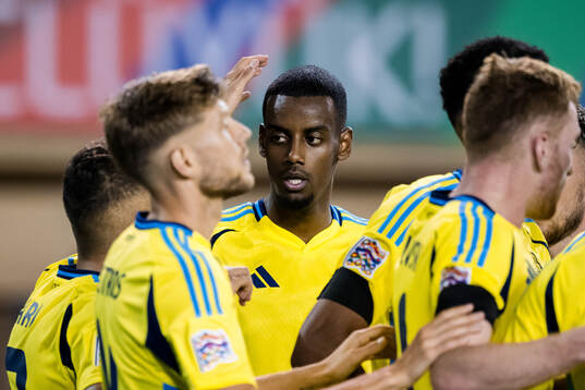 Alexander Isak of Sweden celebrates the 0-1 goal