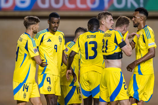 Alexander Isak of Sweden celebrates the 0-2 goal