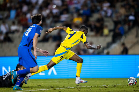 Goalkeeper Shakhrudin Magmomedaliyev of Azerbaijan against