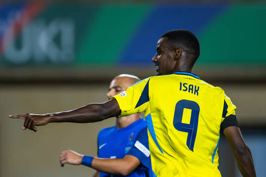 Alexander Isak of Sweden celebrates the 1-0 goal