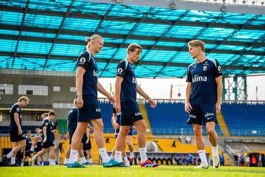 Erling Braut Haaland, Sander Berge and Martin Ødegaard of