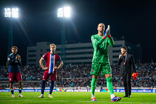 Goalkeeper Ørjan Håskjold Nyland of Norway looks dejected