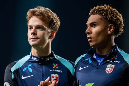 Felix Horn Myhre and Antonio Nusa of Norway