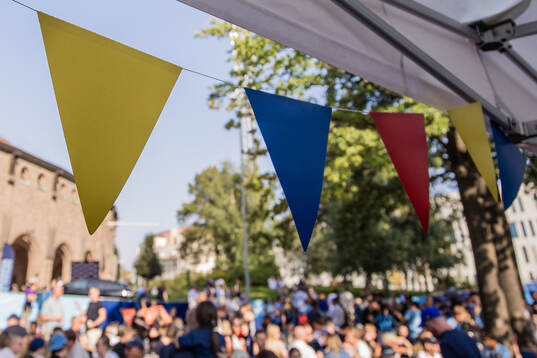 Vimplar i Djurgårdens färger