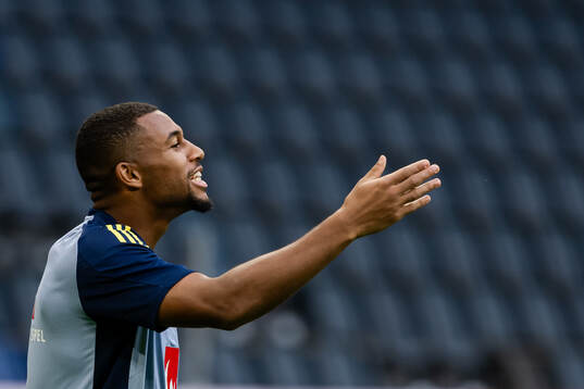 Isak Hien of the Swedish men's football national team at a