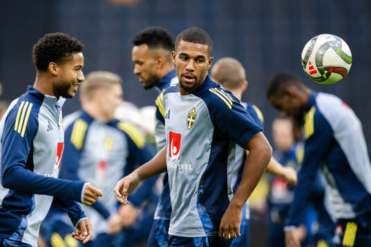 Isak Hien of the Swedish men's football national team at a