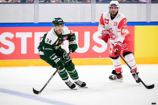 Michael Lindqvist of Färjestad  and Steven Strong of