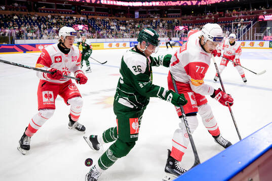 Joel Nyström of Färjestad  and Mathias From of Klagenfurt