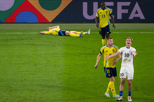 Gabriel Gudmundsson of Sweden in pain