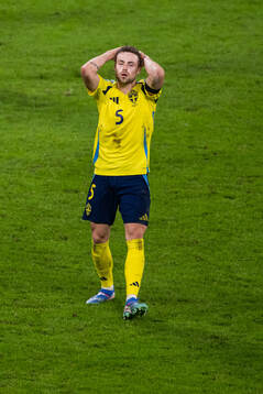 Gabriel Gudmundsson of Sweden looks dejected