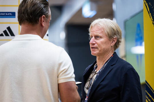 Team manager Stefan Pettersson of Sweden is interviewed