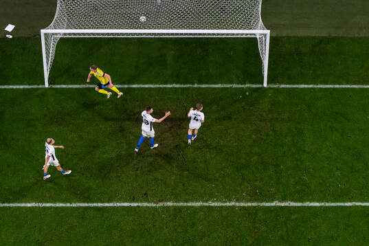 Viktor Gyökeres of Sweden celebrates scoring 3-0