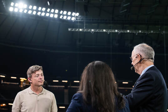 Head coach Jon Dahl Tomasson of Sweden is interviewed by