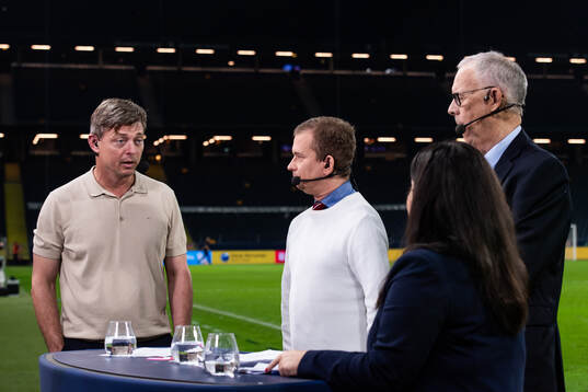 Head coach Jon Dahl Tomasson of Sweden is interviewed by