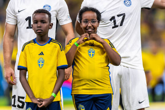 Mascots in front of players of Estonia