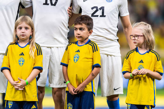 Mascots in front of players of Estonia