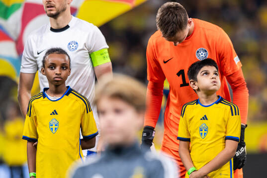 Mascots in front of players of Estonia