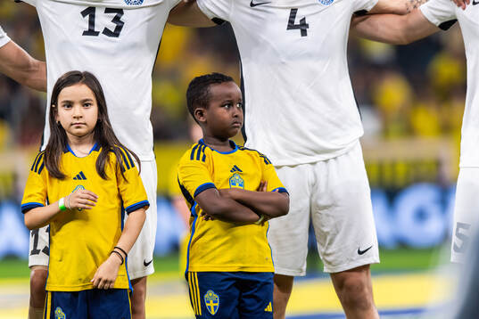 Mascots in front of players of Estonia